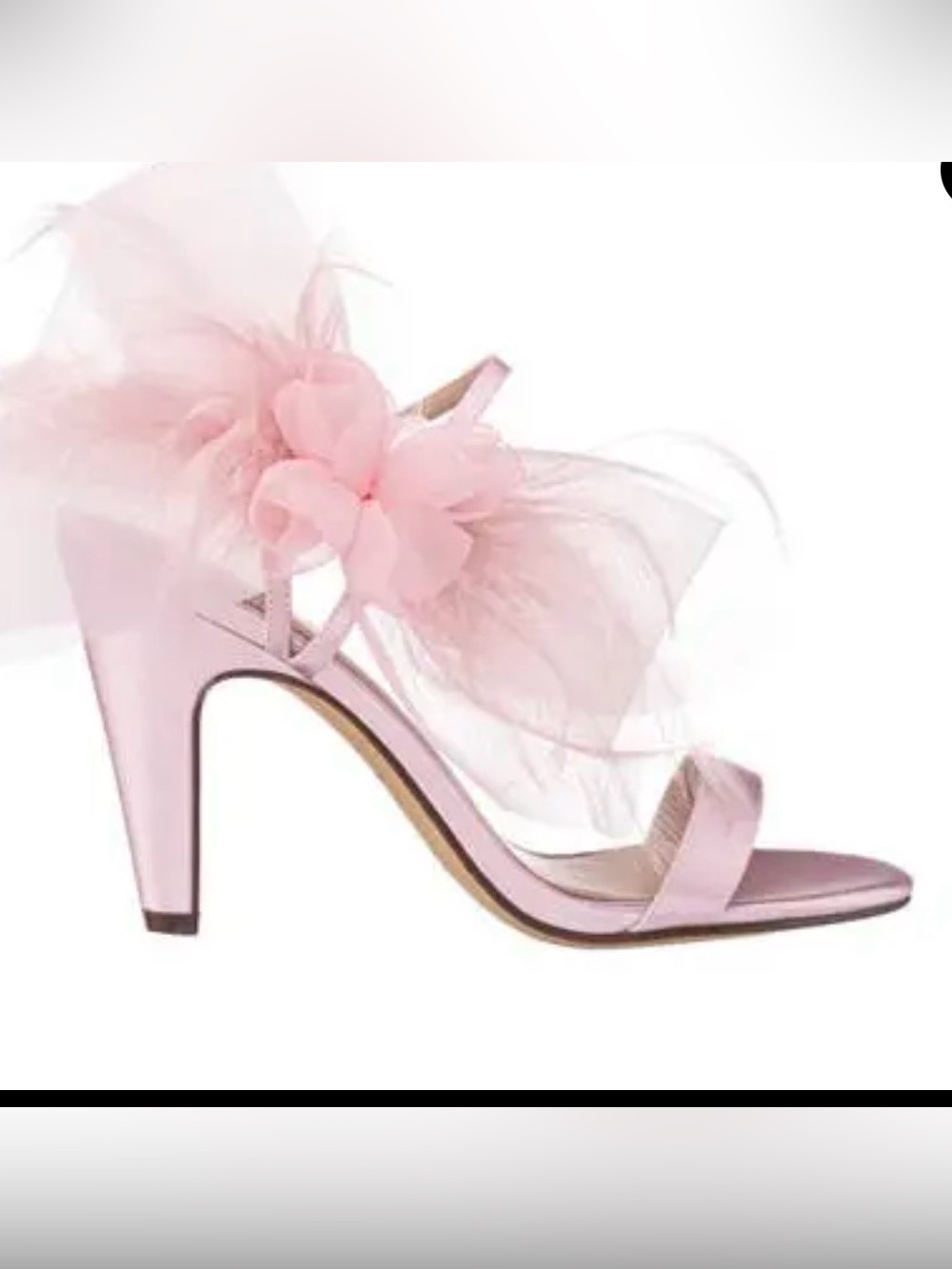 Nina Pink Satin Floral Tulle Mid-Heel Sandals